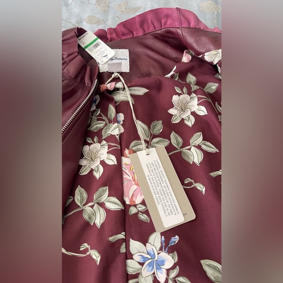 New Genuine Leather Tommy Bahama Burgundy Woman Jacket Full Zip - Picture 10 of 16